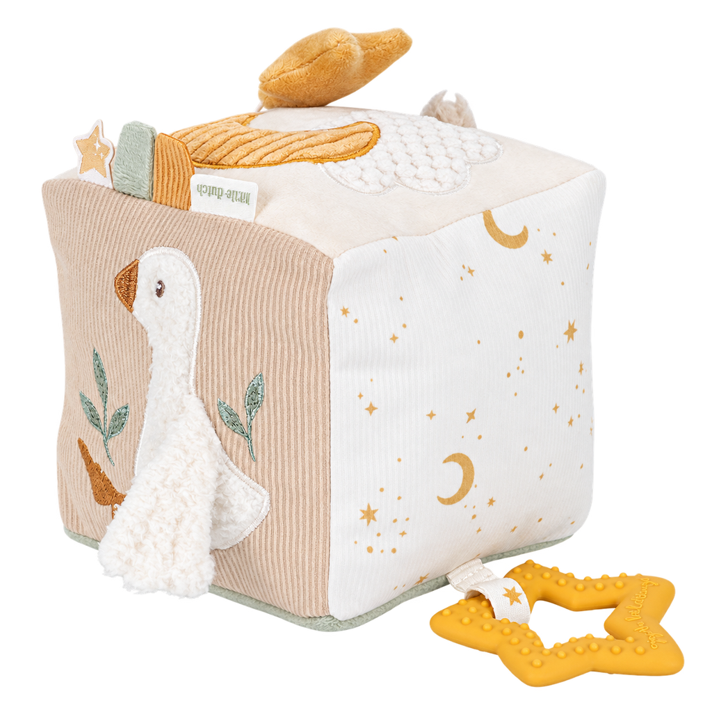 Cube d'activités bébé beige avec miroir intégré