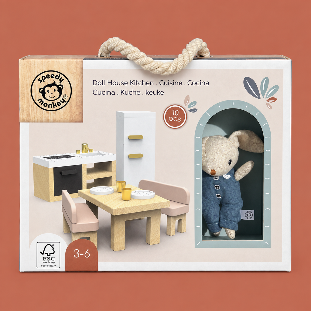 Cuisine pour maison de poupée Speedy Monkey avec figurine lapin