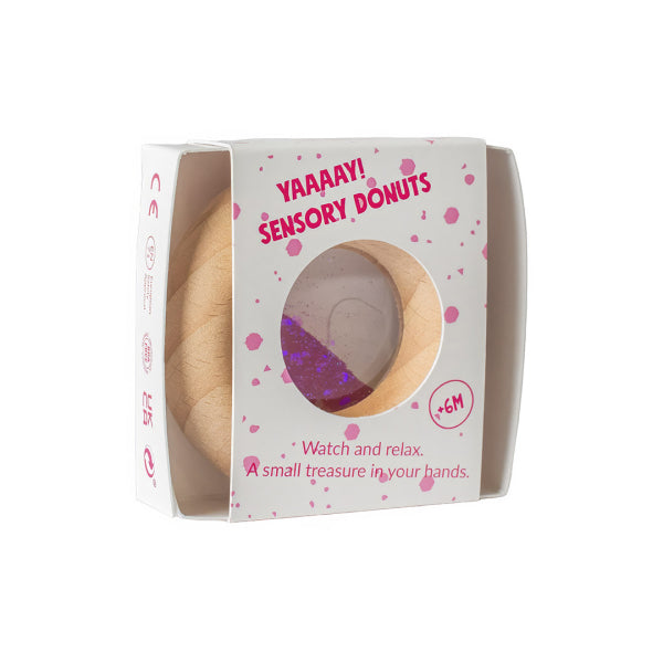 Donut sensoriel rose - détail paillettes flottantes