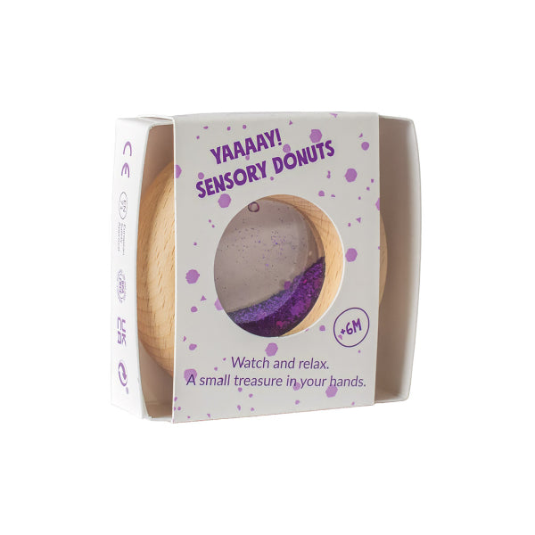 Donut sensoriel violet - détail paillettes flottantes