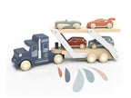 Camion transporteur en bois Speedy Monkey – détail voitures et glissière