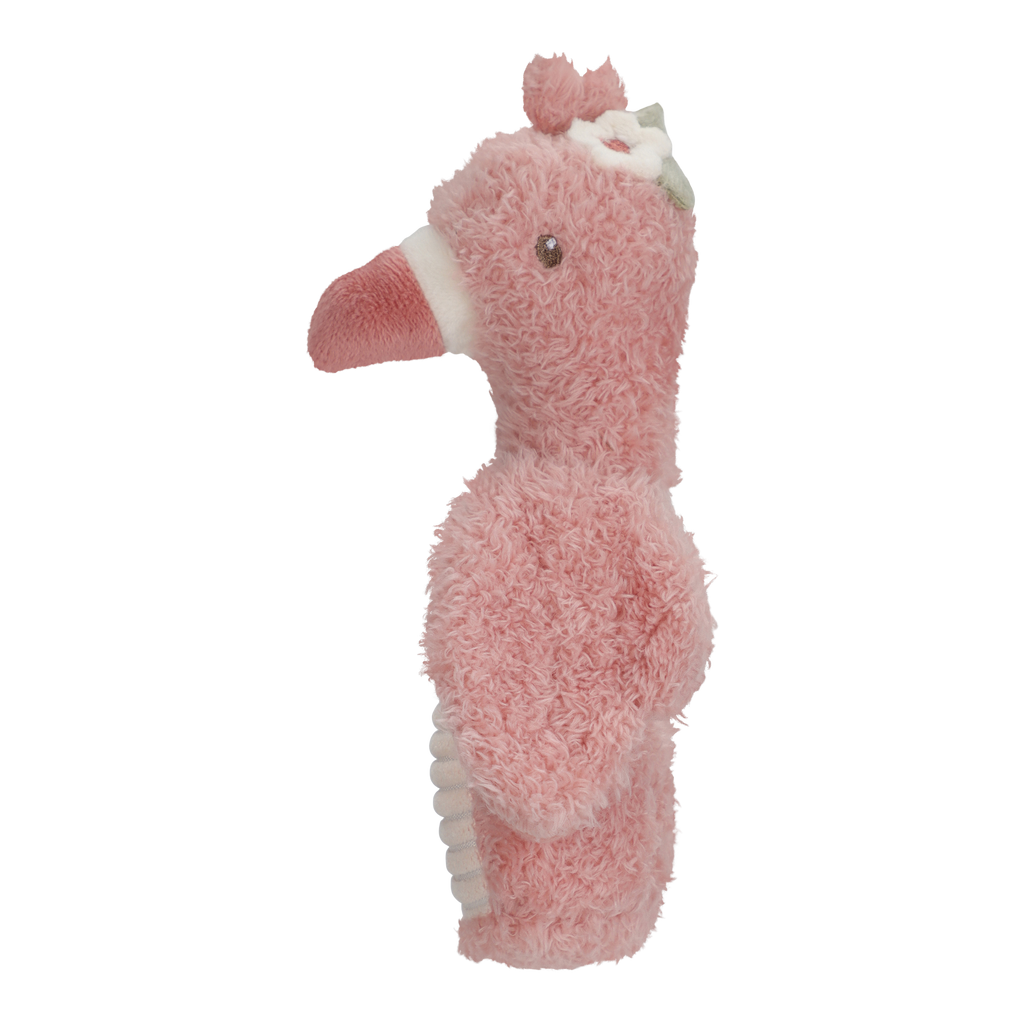 Hochet doudou flamant rose bébé – grelot sonore intégré