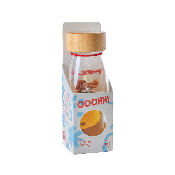 Bouteille sensorielle Automne - détail liquide flottant