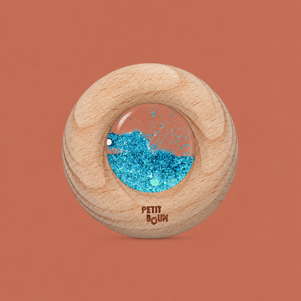 Donut sensoriel calme turquoise en bois Petit Boum