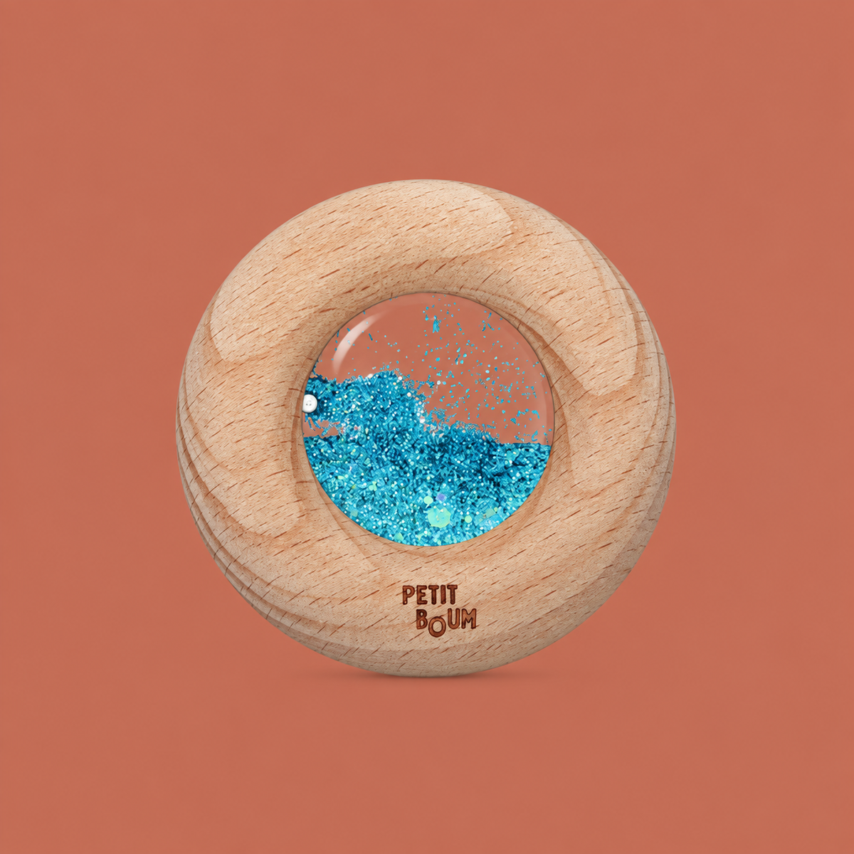 Donut sensoriel calme turquoise en bois Petit Boum
